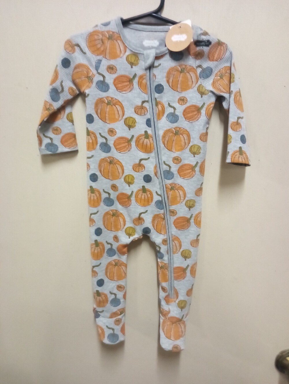 Mud Pie Fall Pumpkin Onesie with Footies